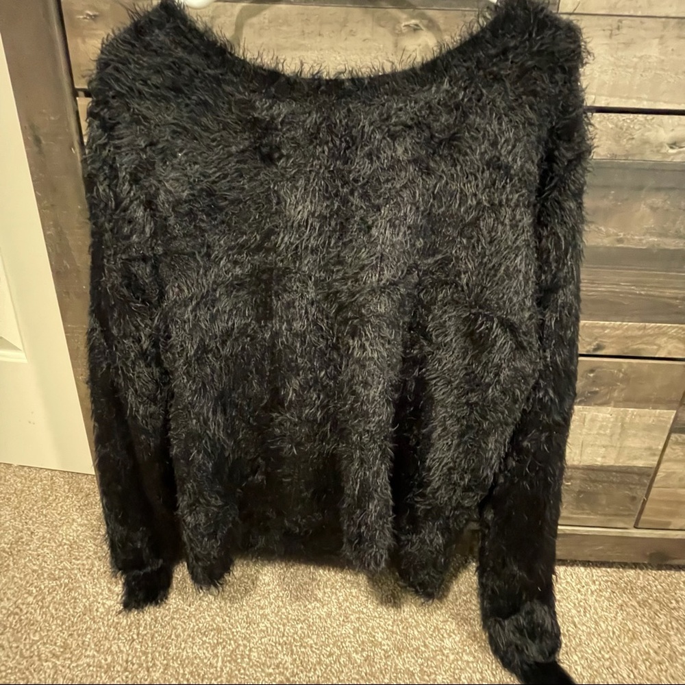 e. leigh’s boutique black fuzzy sweater